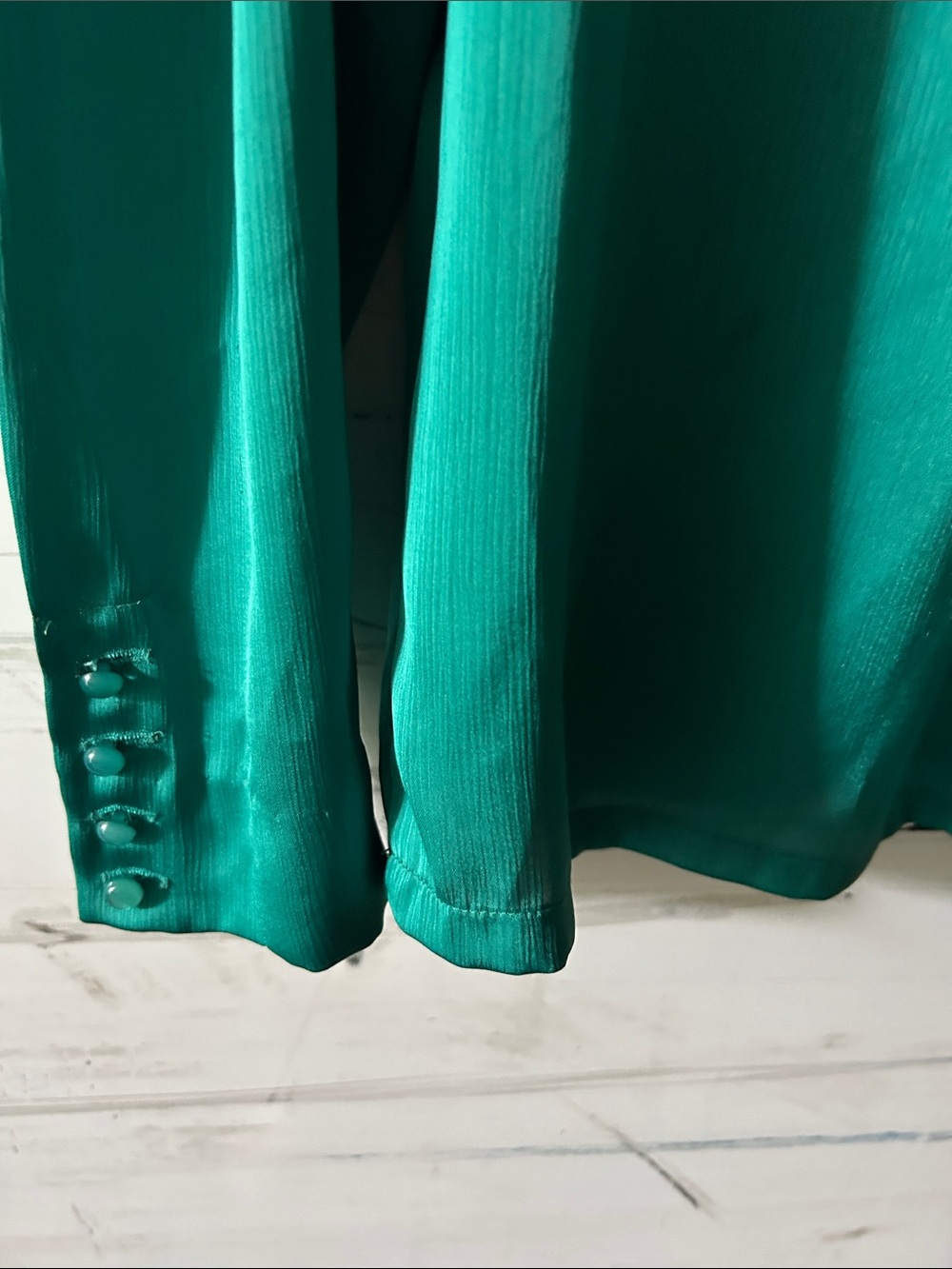 💐 Panther Emerald Green Cowl Neck Blouse Large Elegant Career Top - Picture 3 of 5